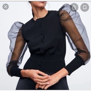 ZARA CARDIGAN PUFF SLEEVES